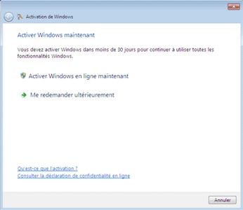 Activation de Windows 8