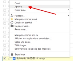 Aperçu des fichiers avec Google Drive