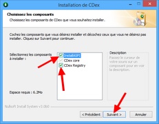 CDex : Choix des composants à installer