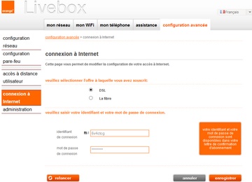 Paramètres de connexion ADSL d'une box ADSL