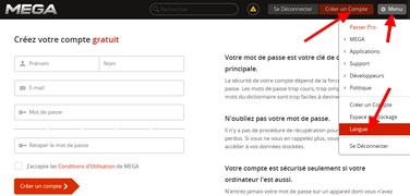 Créer un compte sur mege.co.nz