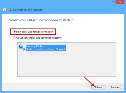 Créer une nouvelle connexion Internet
