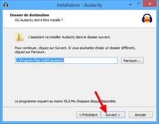 Audacity : Choix du dossier d'installation