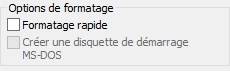 Choix options de formatage normal