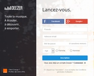 Formulaire d'inscription à Deezer Discovery