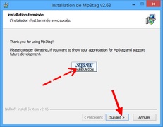 Installation Mp3tag : Demande de don avec Paypal