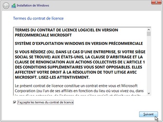 Installation de Windows 10 : Contrat de Licence Utilisateur Final (CLUF)