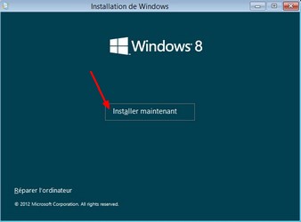 Installation de Windows 8 : Choix entre installation ou réparation de la version existante