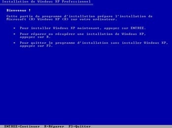 Choisir : Installer Windows XP