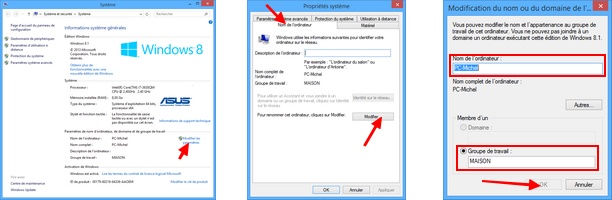 Modifier le nom du PC et du groupe de travail Windows 7 /8 
