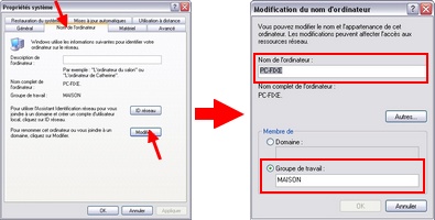 Modifier le nom du PC et du groupe de travail Windows XP