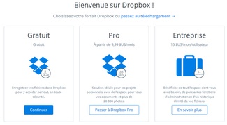 Offres services de stockage Dropbox