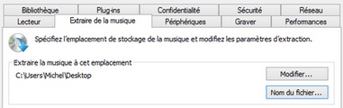 Windows Media Player : Réglage des options d'extraction mp3