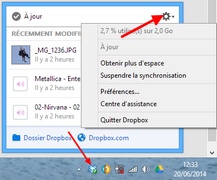 Paramétrage de l'application Dropbox