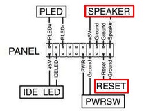 Brancher le bouton RESET et bouton SPEAKER