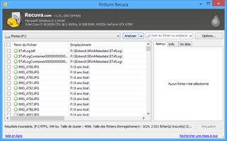 Logiciel de récupération de fichier : Recuva de Piriform