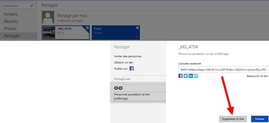 Supprimer les autorisations de partage OneDrive