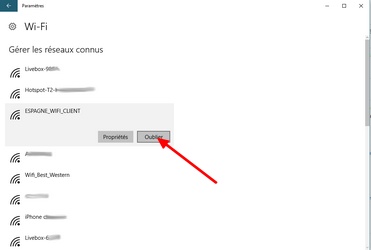 upprimer les anciennes connexions réseaux sans-fil - Windows 10