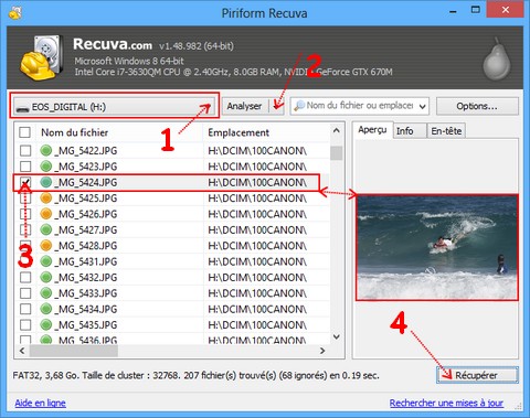 Récupérer des fichiers supprimés par erreurs avec Recuva.