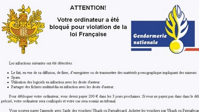 Un ransomware célèbre : Virus gendarmerie nationale