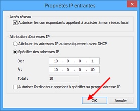 Adresse IP du serveur VPN et du réseau VPN