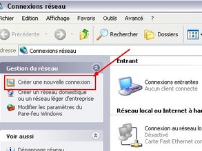 Créer une nouvelle connexion réseau Windows XP