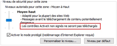 Désactiver les contrôles Active X d'Internet Explorer
