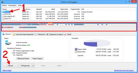 Analyse de disque dur avec Defraggler de Piriform