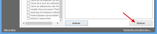 Bouton Nettoyer du logiciel Ccleaner