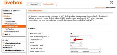 Ne pas diffuser le SSID du point d'accès WiFi