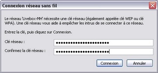 Saisir une clé réseau WiFi avec Windows XP