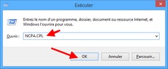 Commande NCPA.CPL pour ouvrir les connexions réseau