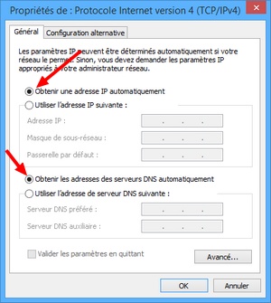 Configurer les adresses IP automatiquement