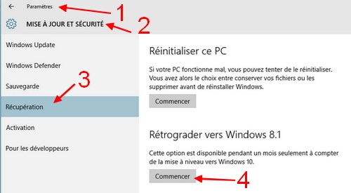 Downgrader Windows 10 vers Windows 8.1