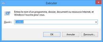 Ouvrir le panneau de configuration avec l'outil Exécuter de Windows