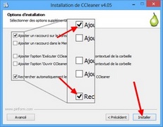 Options d'installation de Ccleaner