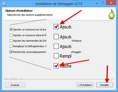 Installation Defraggler : Options d'installation