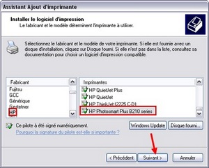 Indiquer à Windows quels drivers utiliser pour l'imprimante