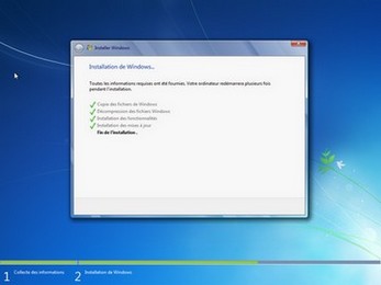 Installation de Windows 7 : Copie des fichiers...