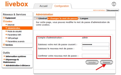 Modifier le mot de passe par défaut de la Livebox