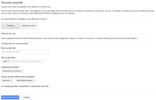 Ajout sites à Google Analytics