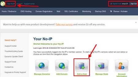 Inscription gratuite à No-IP