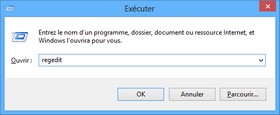 Ouvrir l'éditeur de registre avec regedit