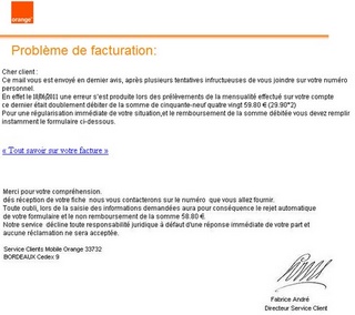 Exemple de phishing Orange