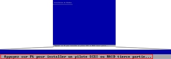 Appuyez sur F6 pour installer 
 Windows XP sur un disque dur SATA