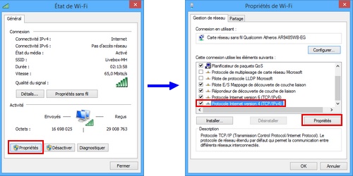 Propriétés des connexions réseaux