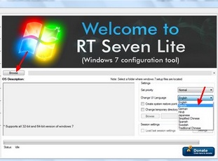 RT Seven Lite : Choix de la langue (français,...)