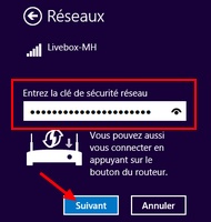 Saisir une clé réseau WIFi avec Windows 8