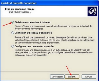 Établir une connexion à Internet